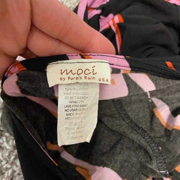 Moci by Purple Rain Black, Pink & Red Pattern Midi Dress & 3/4 Sleeve - M - Picture 9 of 9